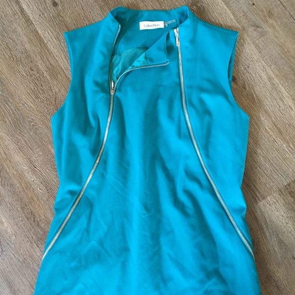 Calvin Klein High Neckline Sleeveless Zip Dress - Picture 2 of 8